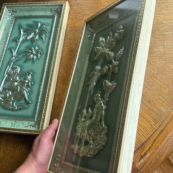four seasons vintage relief artwork by Metcalf